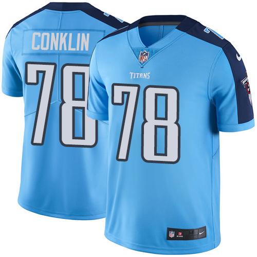 Nike Titans #78 Jack Conklin Light Blue Men's Stitched NFL Limited Rush Jersey - Click Image to Close